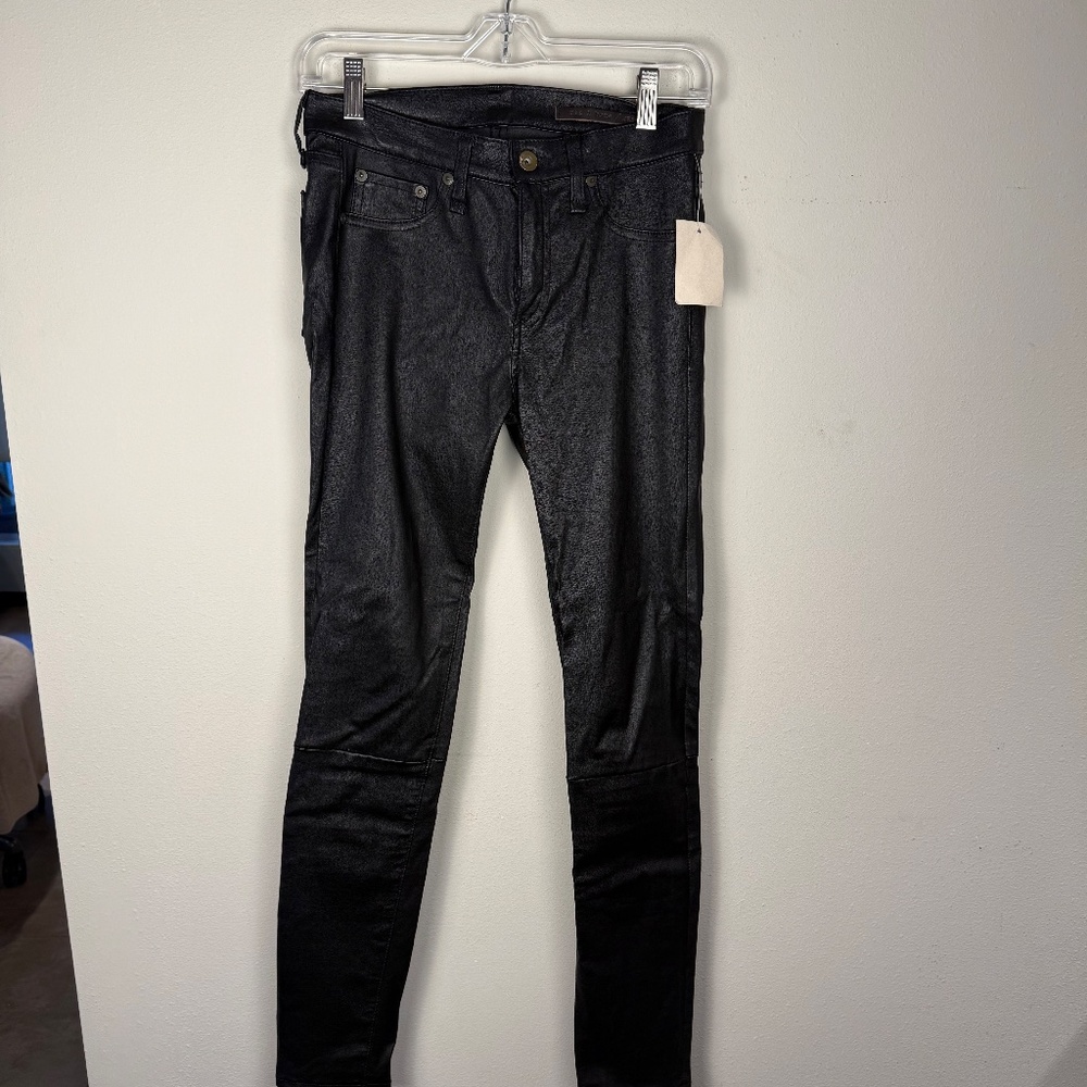 rag and bone NWT 'The Skinny' Stretch Black Lamb Leather Pants , Size 28